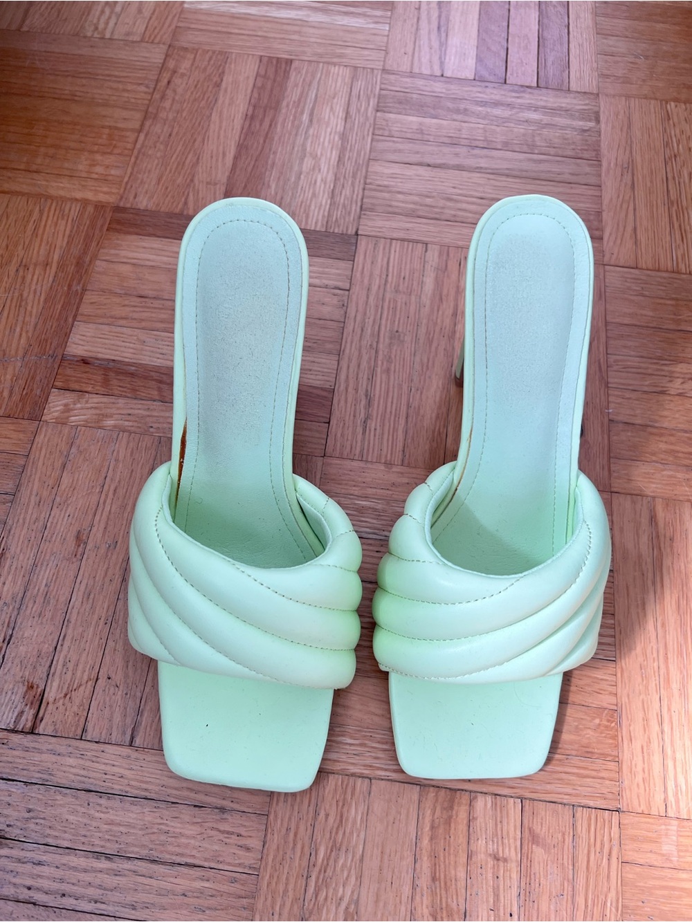 Womens Mint Green Padded Slide Heels - Stylish Open Back Sandals